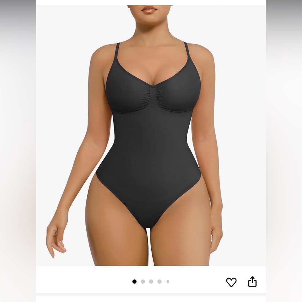 Black Seamless Shapewear Bodysuit with Adjustable Straps